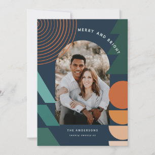 Modern colorful geometric abstract holiday photo card