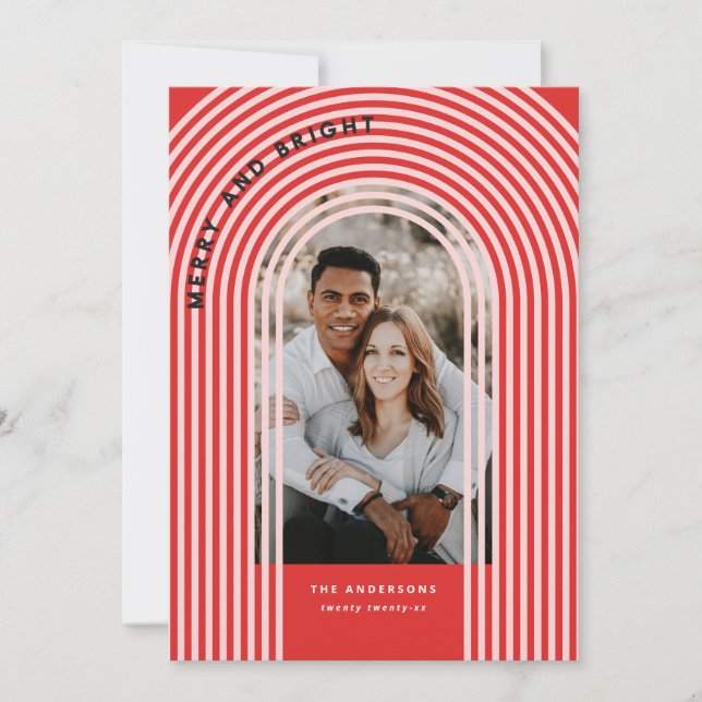 Modern colorful geometric abstract holiday photo card (Front)