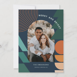 Modern colorful geometric abstract holiday photo card