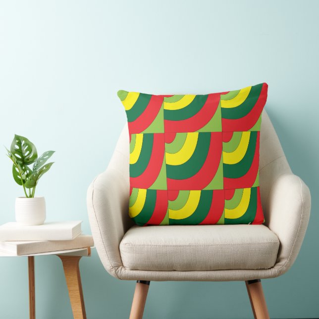 Modern Colorful Geometric Arch Pattern Throw Pillow (Chair)