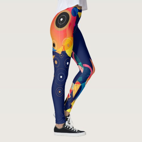 Modern colorful geometric artistic composition leggings