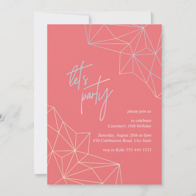 Modern colorful geometric bright birthday invitation (Front)