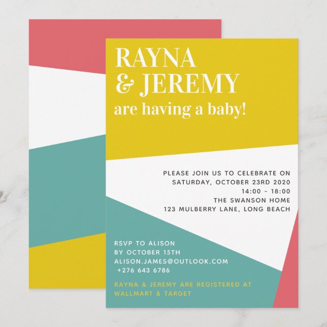 Modern Colorful Geometric Couple's Baby Shower Invitation (Front/Back)