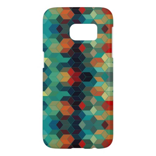 Modern Colorful Geometric Cubes Pattern Samsung Galaxy S7 Case