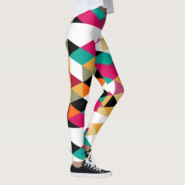 Modern Colorful Geometric Design Leggings (Right)