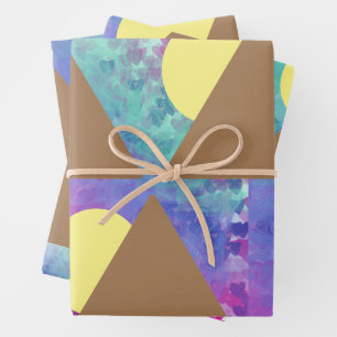 Modern Colorful Geometric Hearts Wrapping Paper Sheets