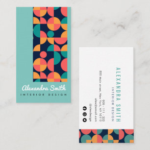 modern colorful geometric interior design business card