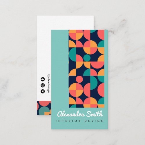 modern colorful geometric interior design business card