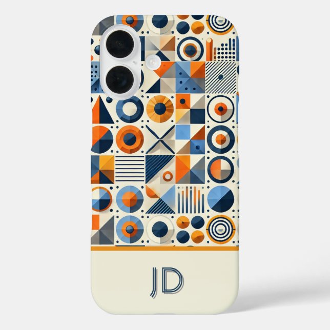 Modern Colorful Geometric Monogrammed Case-Mate iPhone Case (Back)