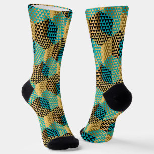Modern Colorful Geometric Octagon Pattern Socks