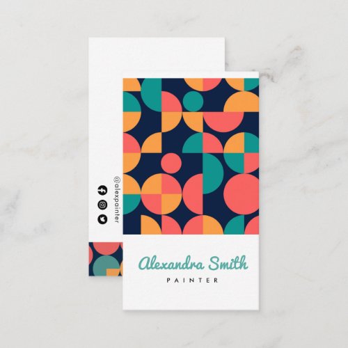 modern colorful geometric pattern painter business card