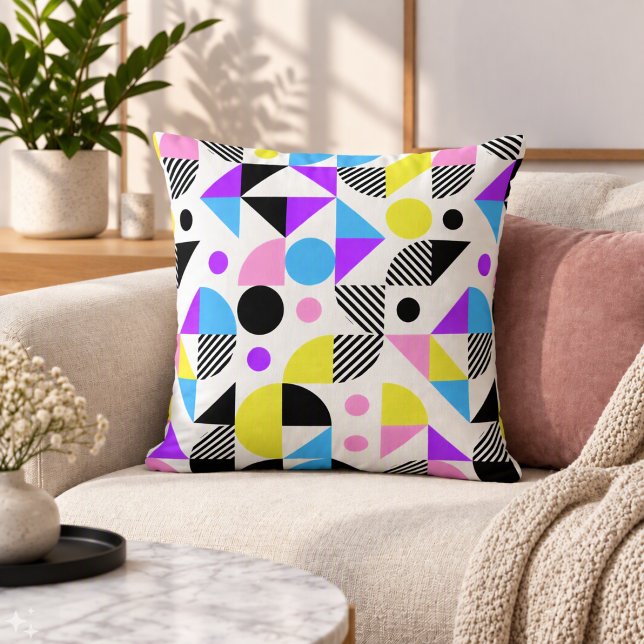 Modern Colorful Geometric Pattern Throw Pillow (Creator Uploaded)