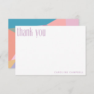 Modern Colorful Geometric Purple Custom Graduation Thank You Card