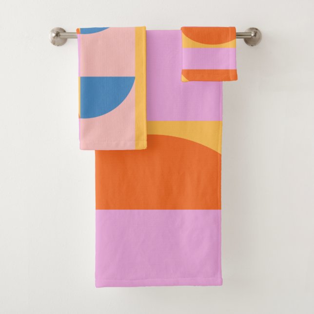 Modern Colorful Geometric Shapes Pattern Bath Towel Set (Insitu)