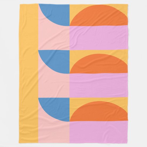 Modern Colorful Geometric Shapes Pattern Fleece Blanket
