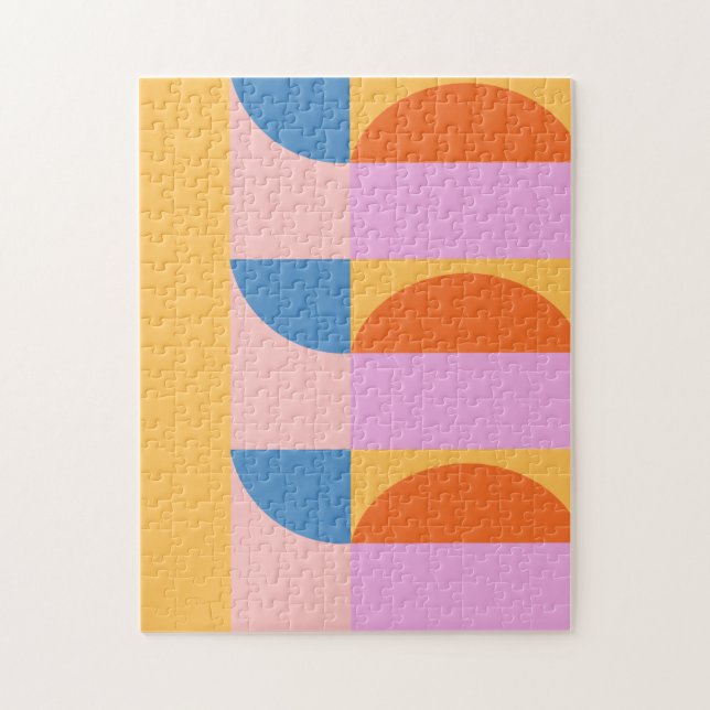Modern Colorful Geometric Shapes Pattern Jigsaw Puzzle (Vertical)