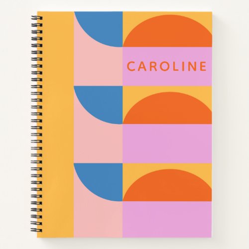 Modern Colorful Geometric Shapes Personalized Notebook