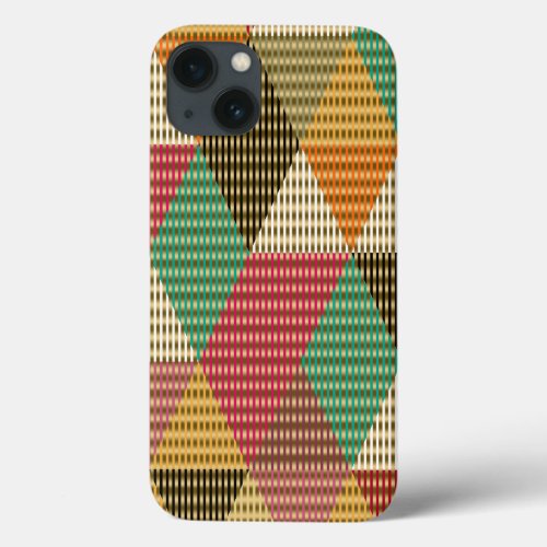Modern Colorful Geometric Shapes  Stripes Pattern iPhone 13 Case