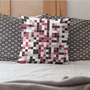 Modern Colorful Geometric Square Pattern Throw Pillow