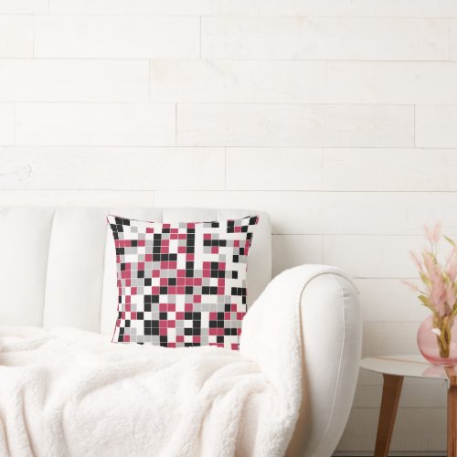 Modern Colorful Geometric Square Pattern Throw Pillow