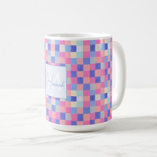 Modern Colorful Geometric Squares Pattern Coffee Mug