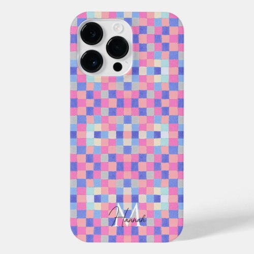 Modern Colorful Geometric Squares Pattern iPhone 14 Pro Max Case