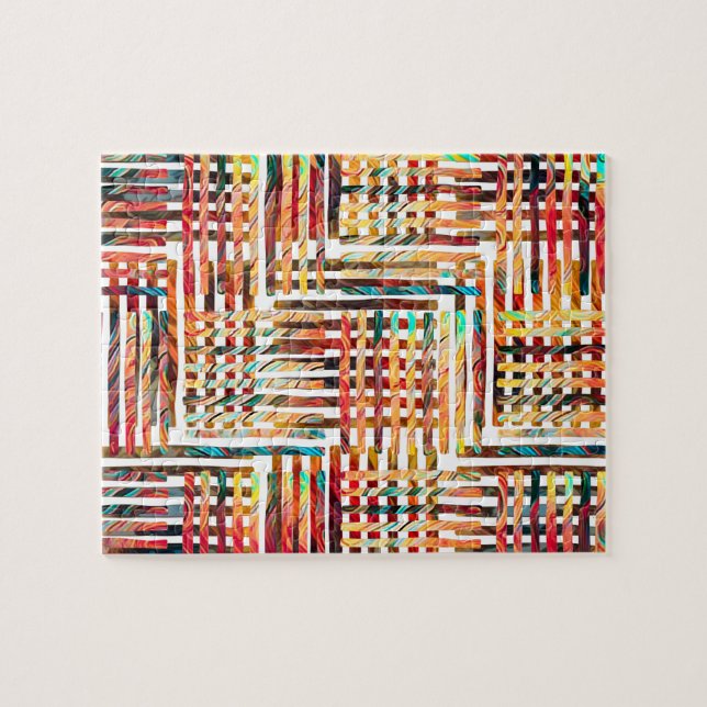 Modern Colorful Geometric Striped Pattern  Jigsaw Puzzle (Horizontal)