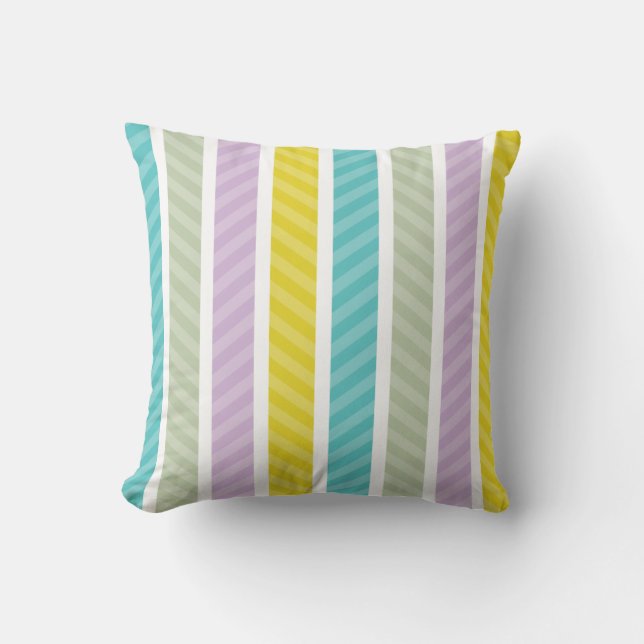 Modern Colorful Geometric Stripes Pattern Throw Pillow (Front)