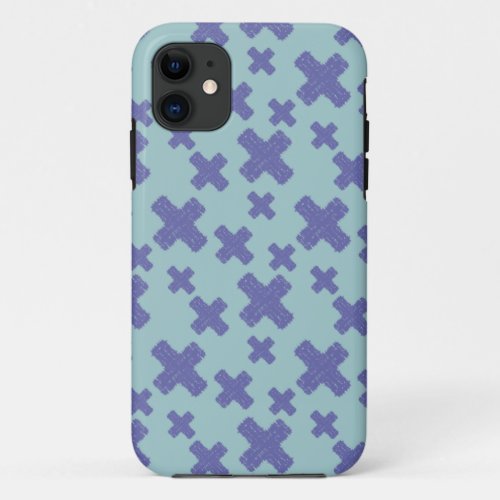 Modern colorful geometric tie dye pattern on blue iPhone 11 case
