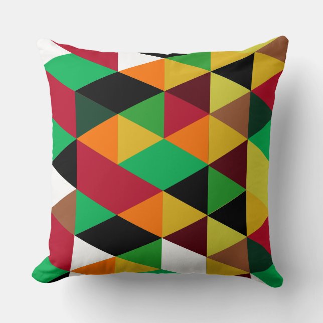 Modern Colorful Geometric Triangles Pattern 3 Throw Pillow (Front)