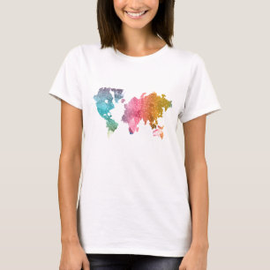 Modern Colorful Geometric World Map T-Shirt