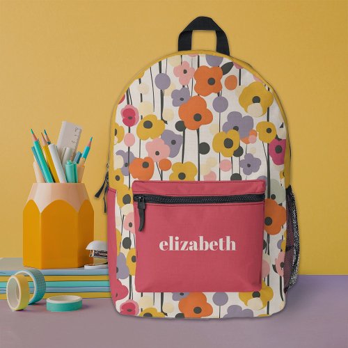 Modern Colorful Girls Floral Pattern Printed Backpack