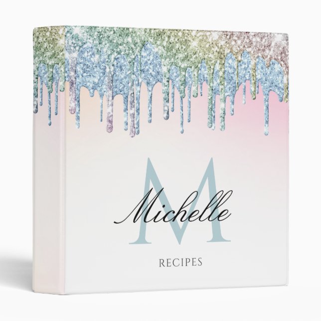 modern colorful glitter drip 3 ring binder (Front/Spine)