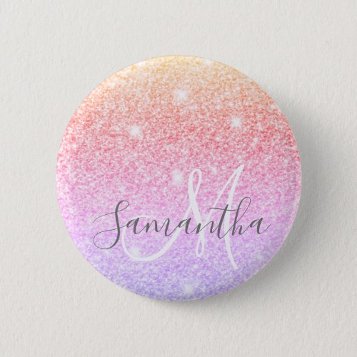 Modern Colorful Glitter Sparkles Personalized Name Button