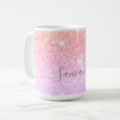 Modern Colorful Glitter Sparkles Personalized Name Coffee Mug (Front Left)