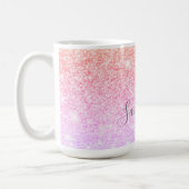 Modern Colorful Glitter Sparkles Personalized Name Coffee Mug (Left)