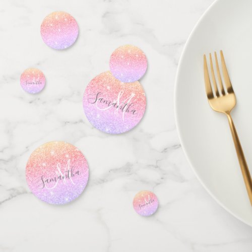 Modern Colorful Glitter Sparkles Personalized Name Confetti