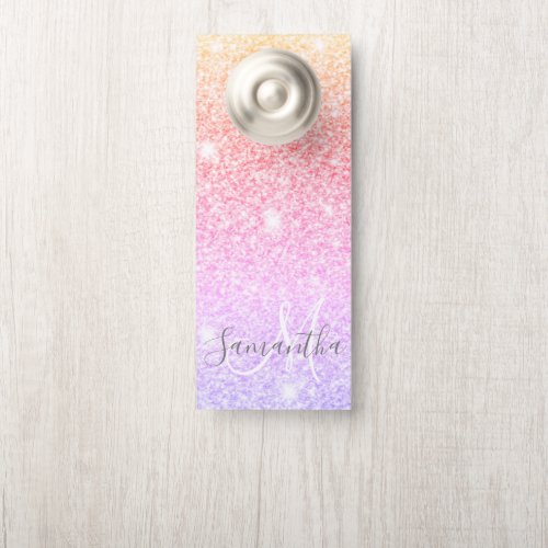 Modern Colorful Glitter Sparkles Personalized Name Door Hanger