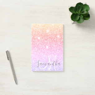 Modern Colorful Glitter Sparkles Personalized Name Post-it Notes