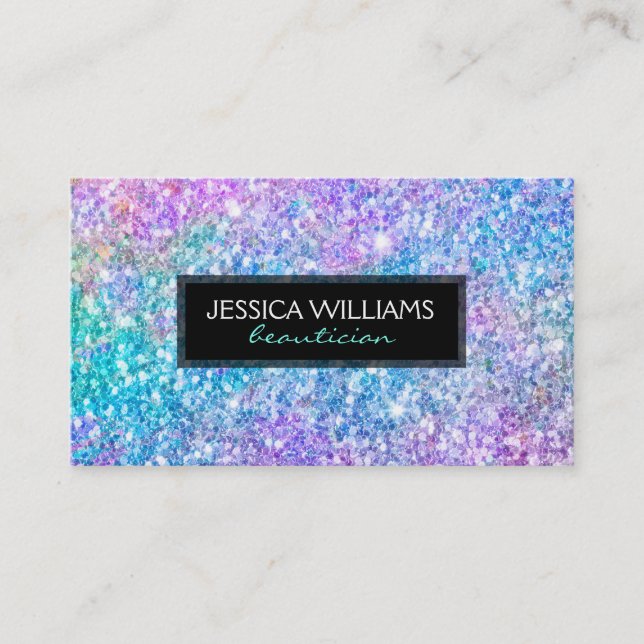 Modern Colorful Glitter Texture Business Card (Front)