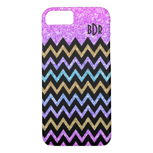 Modern Colorful Glitter Texture Chevron iPhone 87 Case