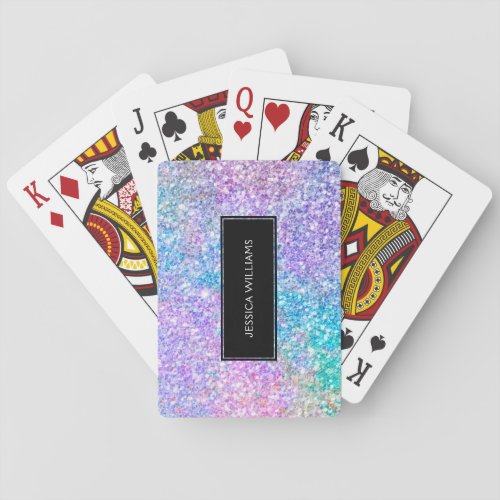 Modern Colorful Glitter With Black Accent Poker Cards