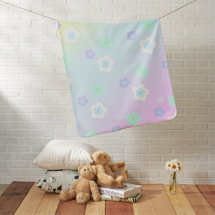 Modern colorful gradient blue flower pattern girly baby blanket