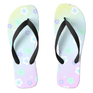 Modern colorful gradient blue flower pattern girly flip flops