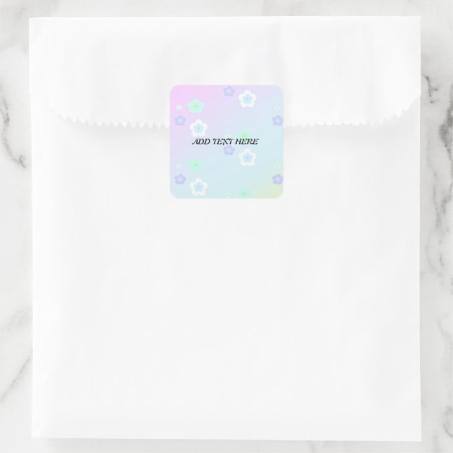 Modern colorful gradient blue flower pattern girly square sticker (Bag)