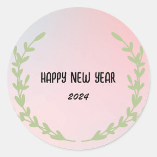 Modern Colorful Gradient floral Happy New year Classic Round Sticker