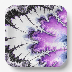 Modern Colorful Gradient Fractal Art Paper Plates