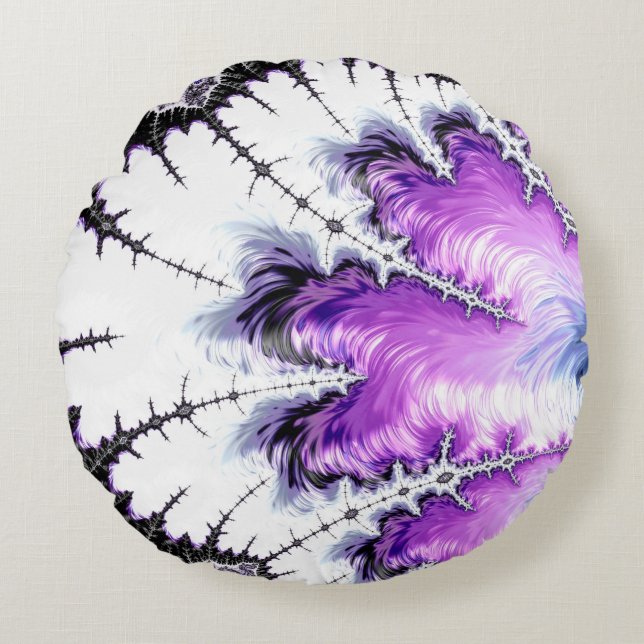 Modern Colorful Gradient Fractal Art Round Pillow (Front)