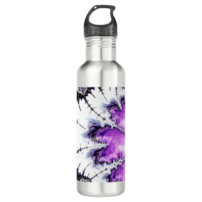 Modern Colorful Gradient Fractal Art Stainless Steel Water Bottle (Front)