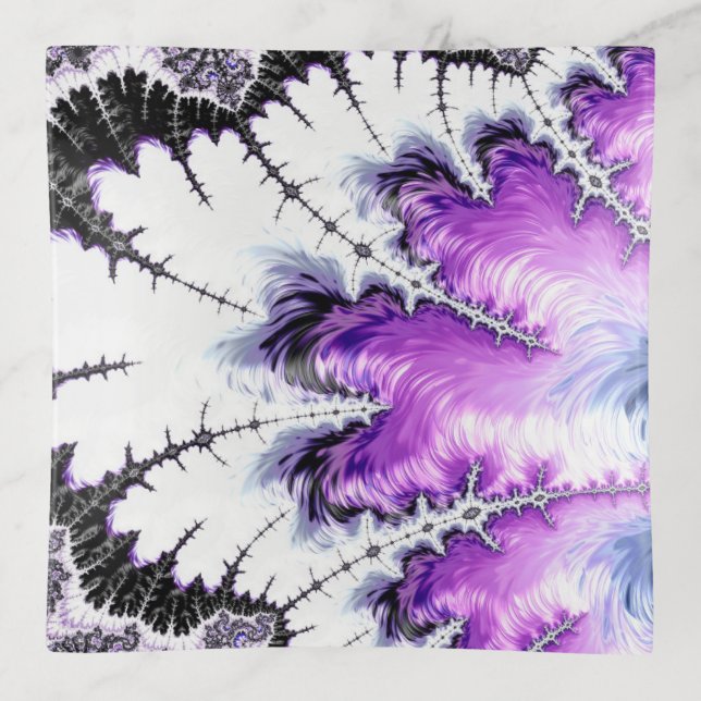 Modern Colorful Gradient Fractal Art Trinket Tray (Front)